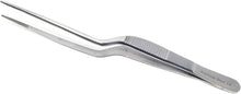 Load image into Gallery viewer, Offset Dissecting Forceps Stainless Steel Micro Fine Serrated Tips 5.5" Tweezers
