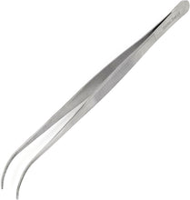 Load image into Gallery viewer, Dissecting Forceps Stainless Steel Micro Fine Point Serrated Tips 12" Curved Tweezers
