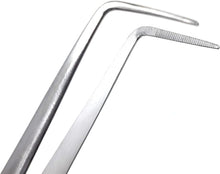 Load image into Gallery viewer, Dissecting Forceps Stainless Steel Micro Fine Point Serrated Tips 8" Right Angled Tweezers
