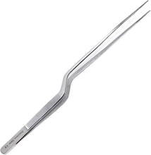 Load image into Gallery viewer, Offset Dissecting Forceps Stainless Steel Micro Fine Serrated Tips 12" Tweezers
