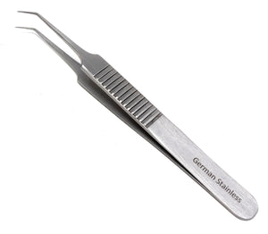 Stainless Steel Micro Forceps Tweezers #5A, Fine Point, Ridged Handle, Premium Quality