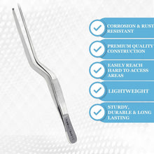 Load image into Gallery viewer, Bayonet Kocher Forceps Lab Tweezers 6" Fine Precision 1x2 Rat Tooth Jaws, Stainless Steel
