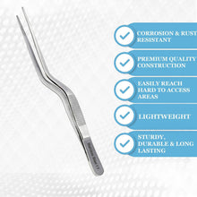 Load image into Gallery viewer, Micro Precision Dissecting Forceps Bayonet Lab Tweezers 6" with Fine Serrated Tips, Stainless Steel
