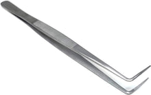 Load image into Gallery viewer, Dissecting Forceps Stainless Steel Micro Fine Point Serrated Tips 8" Right Angled Tweezers
