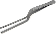 Load image into Gallery viewer, Bayonet Kocher Forceps Lab Tweezers 6" Blunt 1x2 Rat Tooth Jaws, Stainless Steel
