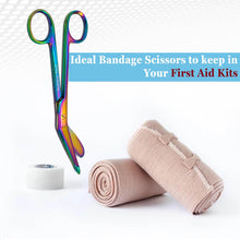 Load image into Gallery viewer, Left Handed Gauze Scissors 5.5" Multi Color With Round Safe Blade Tip Design, Stainless Steel
