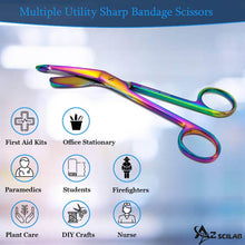 Load image into Gallery viewer, Left Handed Gauze Scissors 5.5" Multi Color With Round Safe Blade Tip Design, Stainless Steel
