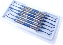 Load image into Gallery viewer, 6 Pcs Hollow Handle Dental Composite Filling Blue Titanium Coated Double Ended Stainless Steel Instruments
