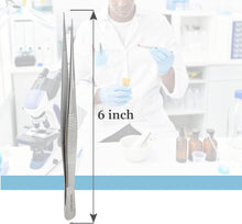 Load image into Gallery viewer, 6" Tweezers Forceps Stainless Steel Micro Fine Point Serrated Tips Straight
