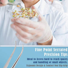 Load image into Gallery viewer, Dissecting Forceps Stainless Steel Micro Fine Point Serrated Tips 8" Curved Tweezers

