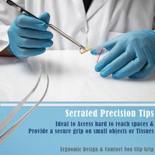 Load image into Gallery viewer, Dissecting Forceps Stainless Steel Micro Fine Point Serrated Tips 12" Curved Tweezers
