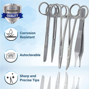 5 Pcs Laceration Dissecting Set Complete Suture Instrument Kit, Stainless Steel Tools