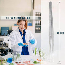 Load image into Gallery viewer, Dissecting Forceps Stainless Steel Micro Fine Point Serrated Tips 10" Straight Tweezers
