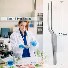 Load image into Gallery viewer, Offset Dissecting Forceps Stainless Steel Micro Fine Serrated Tips 5.5" Tweezers
