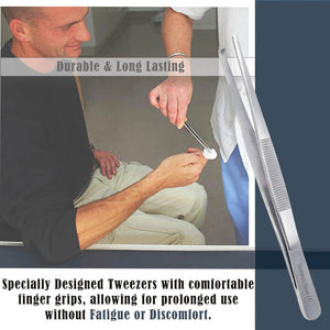 Dissecting Tissue 1x2 Rat Tooth Blunt Thumb Forceps Tweezers 4.5"