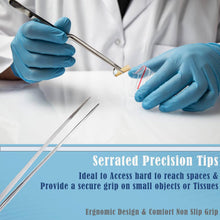 Load image into Gallery viewer, Offset Dissecting Forceps Stainless Steel Micro Fine Serrated Tips 10" Tweezers
