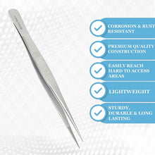 Load image into Gallery viewer, 6" Tweezers Forceps Stainless Steel Micro Fine Point Serrated Tips Straight
