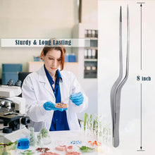 Load image into Gallery viewer, Offset Dissecting Forceps Stainless Steel Micro Fine Serrated Tips 8" Tweezers
