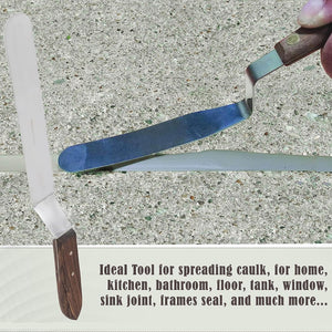 A2Z Scilab Brand Engineering Classic Offset Caulk Tooling Spatula, Stainless Steel (10 " Long Offset Blade)