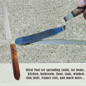 A2Z Scilab Brand Engineering Classic Offset Caulk Tooling Spatula, Stainless Steel (5 " Long Offset Blade)