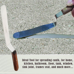 A2Z Scilab Brand Engineering Classic Offset Caulk Tooling Spatula, Stainless Steel (8 " Long Offset Blade)