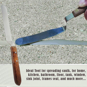 A2Z Scilab Brand Engineering Classic Offset Caulk Tooling Spatula, Stainless Steel (6 " Long Offset Blade)
