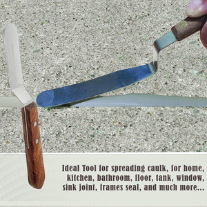 A2Z Scilab Brand Engineering Classic Offset Caulk Tooling Spatula, Stainless Steel (3 " Long Offset Blade)