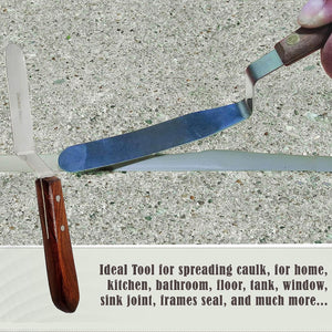 A2Z Scilab Brand Engineering Classic Offset Caulk Tooling Spatula, Stainless Steel (4 " Long Offset Blade)