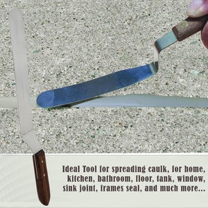 A2Z Scilab Brand Engineering Classic Offset Caulk Tooling Spatula, Stainless Steel (12 " Long Offset Blade)