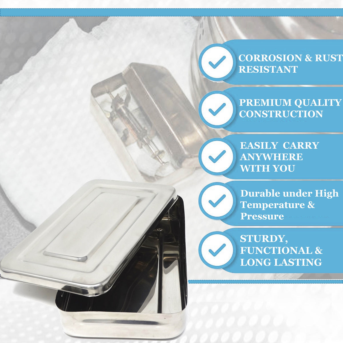 Stainless Steel Medical Sterilizer Box Instrument Organizer Storage Bi ...