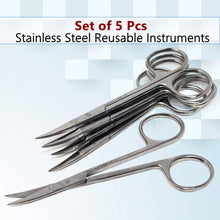 Load image into Gallery viewer, Micro Dissecting IRIS Lab Scissors 4.5" Curved, Stainless Steel, 5 Pcs Set
