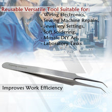 Load image into Gallery viewer, Lab Forceps Fine Point Angled Needle Tip 4.5" Tweezers, Stainless Steel
