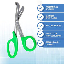 Load image into Gallery viewer, Trauma Shears 7.25" Paramedic Scissors Stainless Steel Serrated Blade, Green
