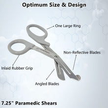 Load image into Gallery viewer, Trauma Shears 7.25" Paramedic Scissors Stainless Steel Serrated Blade, Gray
