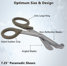 Load image into Gallery viewer, Trauma Shears 7.25" Paramedic Scissors Stainless Steel Serrated Blade, Tan
