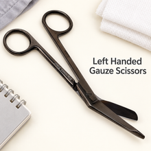 Load image into Gallery viewer, Left Handed Gauze Scissors 5.5" Black Color With Round Safe Blade Tip Design, Stainless Steel
