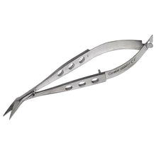 Load image into Gallery viewer, Castroviejo Micro Scissors 4.5" Angled, Fenestrated Flat Handle
