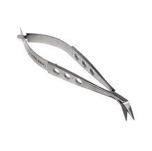 Load image into Gallery viewer, Castroviejo Micro Scissors 3.5" Angled, Fenestrated Flat Handle
