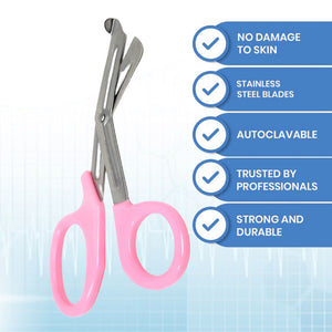 12/Pack Baby Pink Handle Trauma Shears 7.25" Stainless Steel Scissors for Paramedics, EMT, Nurses, Firefighters + More