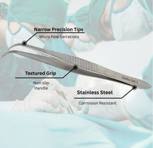 Load image into Gallery viewer, Iris Eye Dressing Forceps 4" Fine Serrated Tips, Curved, Stainless Steel

