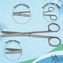Load image into Gallery viewer, Lab Dissecting Scissors, Blunt/Blunt. 5.5", Straight, Stainless Steel

