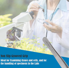 Load image into Gallery viewer, Dissecting Forceps Stainless Steel Micro Fine Point Serrated Tips 10" Curved Tweezers
