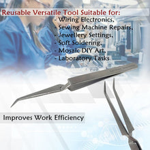 Load image into Gallery viewer, Lab Forceps Cross Lock 4.5" Angled Tweezers, Stainless Steel
