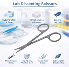 Load image into Gallery viewer, Micro Dissecting Lab Scissors Sharp Fine Points 4" Curved Stainless Steel Shears
