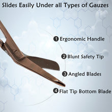 Load image into Gallery viewer, Left Handed Gauze Scissors 5.5" Rose Gold Color With Round Safe Blade Tip Design, Stainless Steel
