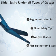 Load image into Gallery viewer, Left Handed Gauze Scissors 5.5" Blue Color With Round Safe Blade Tip Design, Stainless Steel
