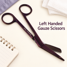 Load image into Gallery viewer, Left Handed Gauze Scissors 5.5" Purple Color With Round Safe Blade Tip Design, Stainless Steel
