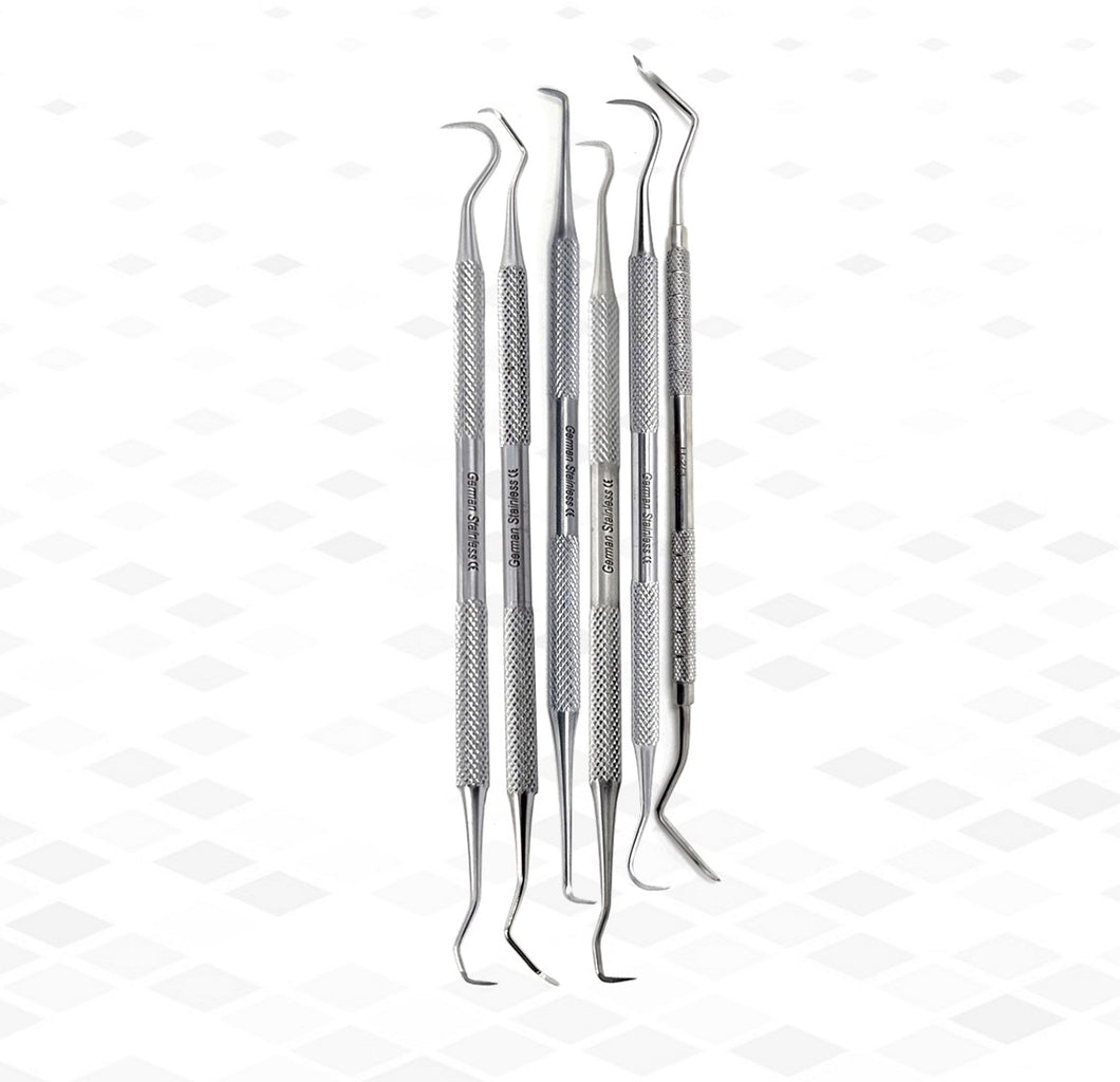 6 Pcs Dental Sickle Scalers Anterior Posterior Double Ended Periodontal Stainless Steel Intruments