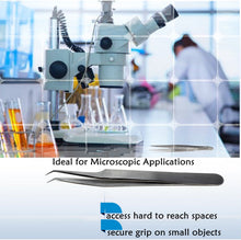 Load image into Gallery viewer, Lab Forceps Offset Angled Needle Point Tip 4.75" Tweezers, Stainless Steel
