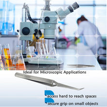 Load image into Gallery viewer, Lab Forceps Cross Lock 4.5" Angled Tweezers, Stainless Steel
